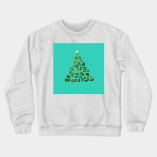 Green Sea Glass Tree on Turquoise with Citrine Crewneck Sweatshirt